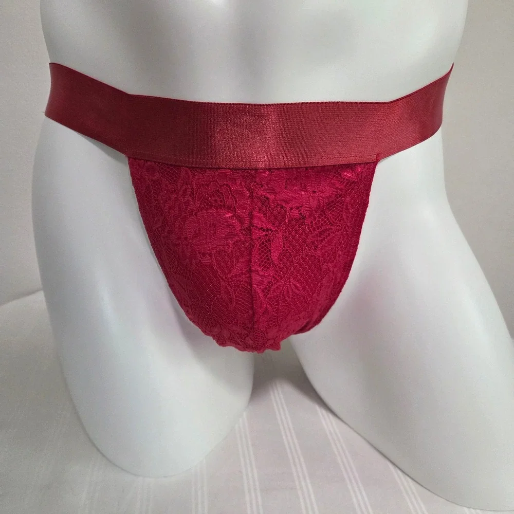 Cosabella Luxury Italian Men's Lace Jock Strap Designer Underwear Mystic Red